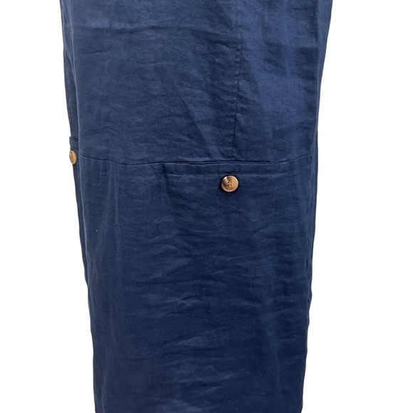 J. McLaughlin Weezie Navy Blue 100% Linen Sleeveless Dress SZ Medium $198 NWT - Picture 4 of 10
